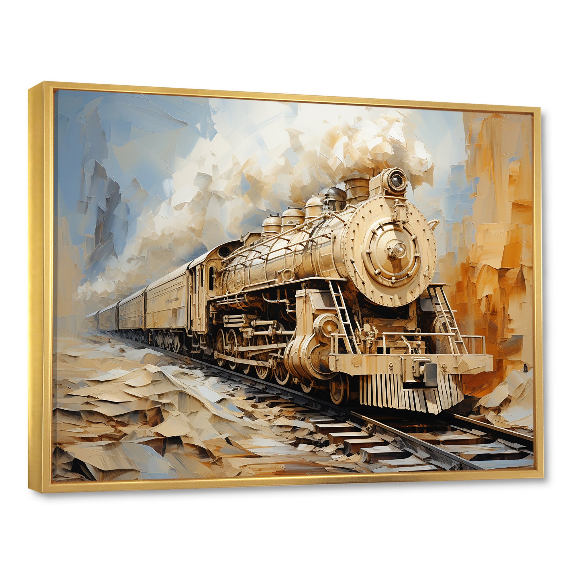 Vintage White Train Dream - Train Canvas Wall Art