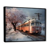 Orange Train Charm In Winter - Train Canvas Wall Art