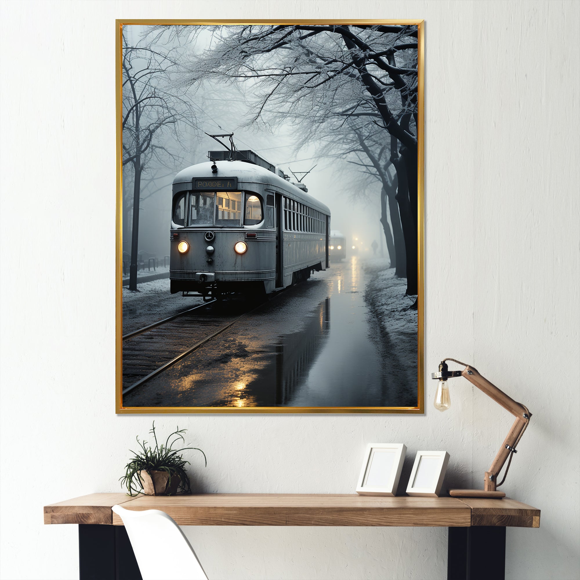 Train Charm In Winter Photo - Train Canvas Wall Art