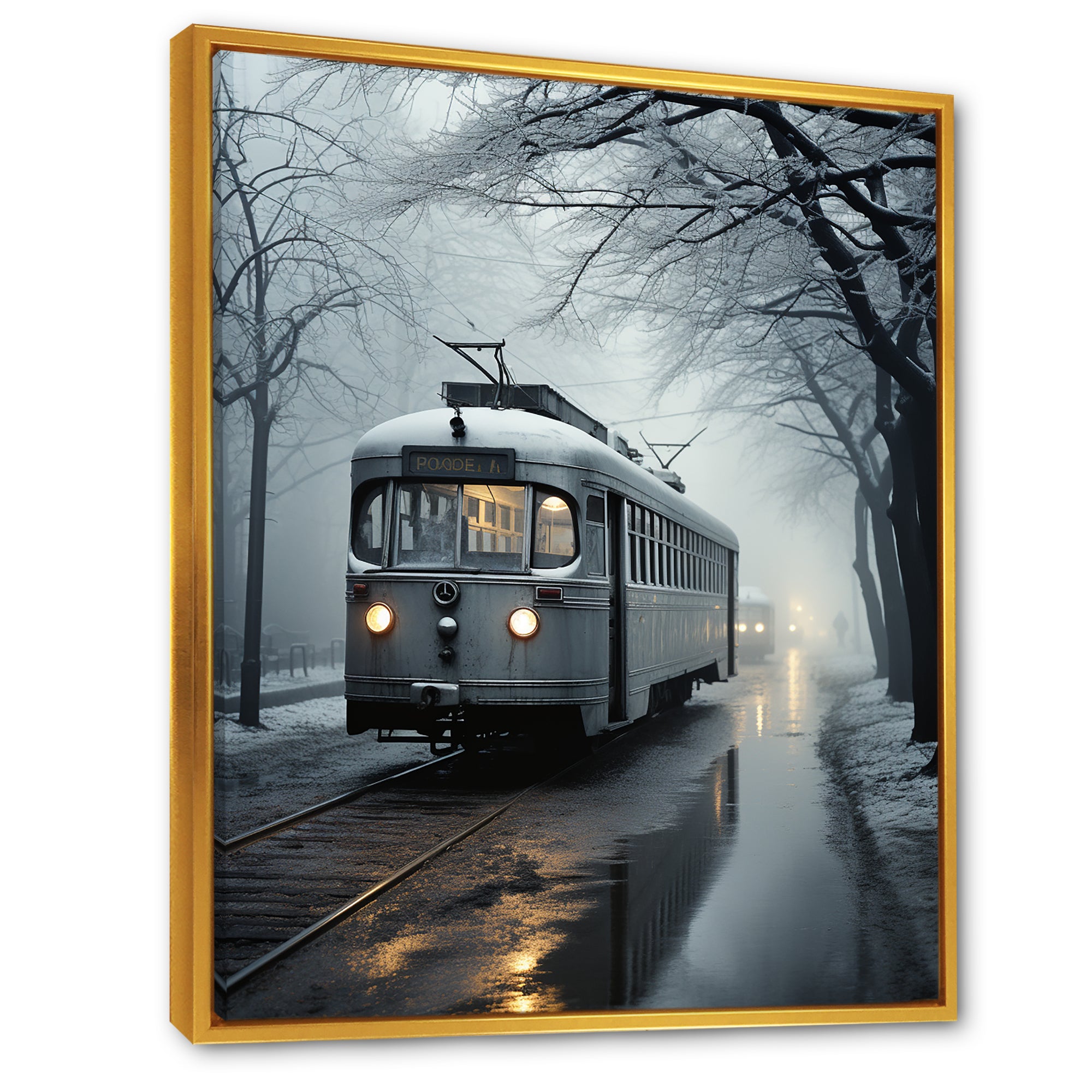 Train Charm In Winter Photo - Train Canvas Wall Art