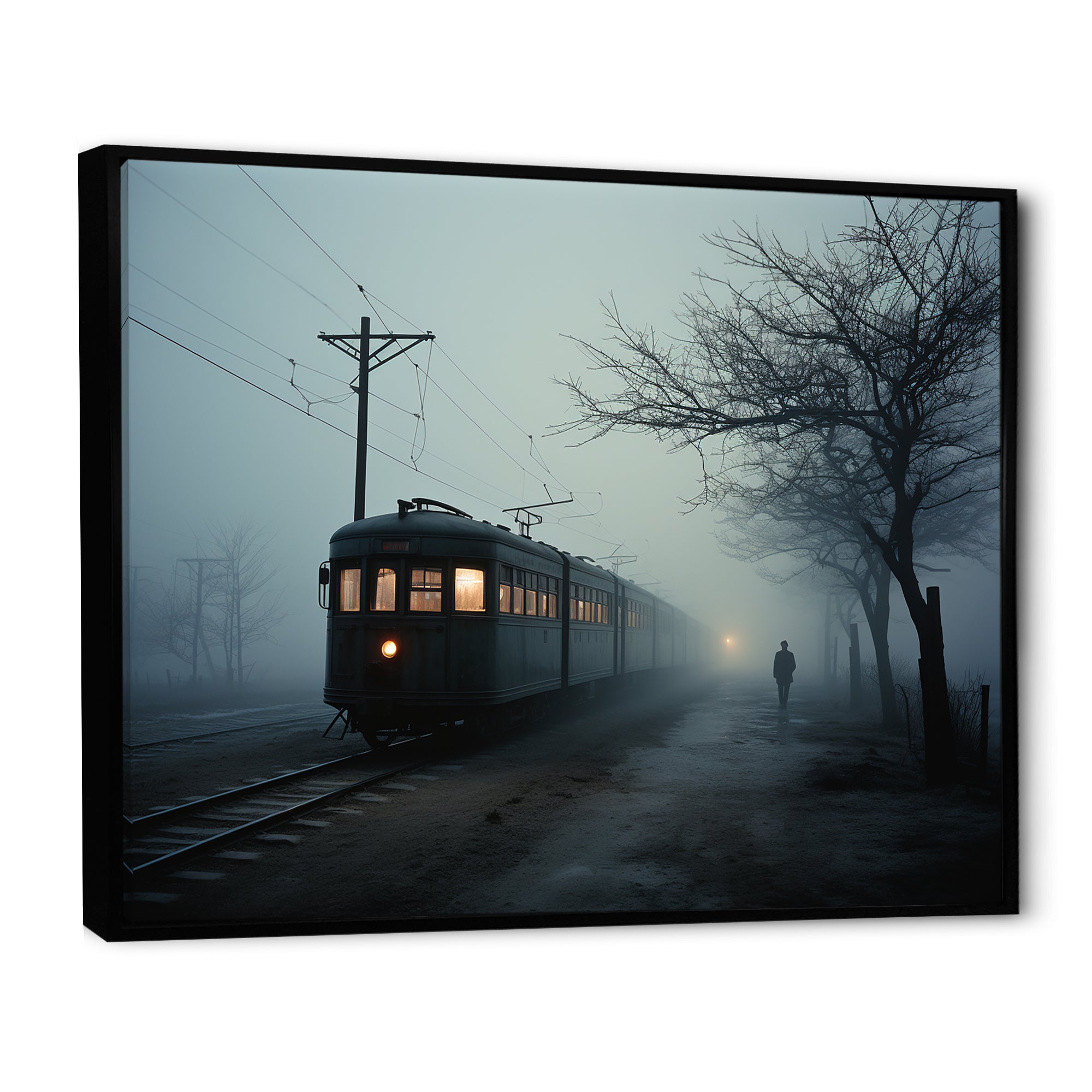 Mystic Train Charm In Winter Photo - Train Canvas Wall Art