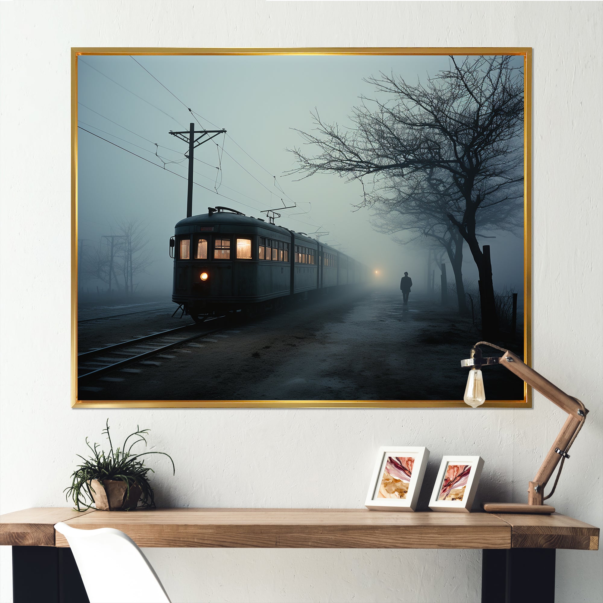 Mystic Train Charm In Winter Photo - Train Canvas Wall Art