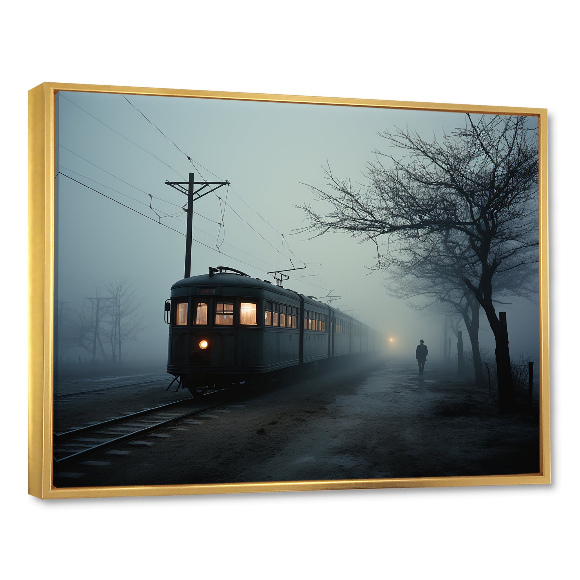 Mystic Train Charm In Winter Photo - Train Canvas Wall Art