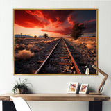 Train Tracks Red Scenery - Train Canvas Wall Art
