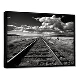Black And White Train Tracks Photo - Train Canvas Wall Art