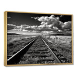 Black And White Train Tracks Photo - Train Canvas Wall Art