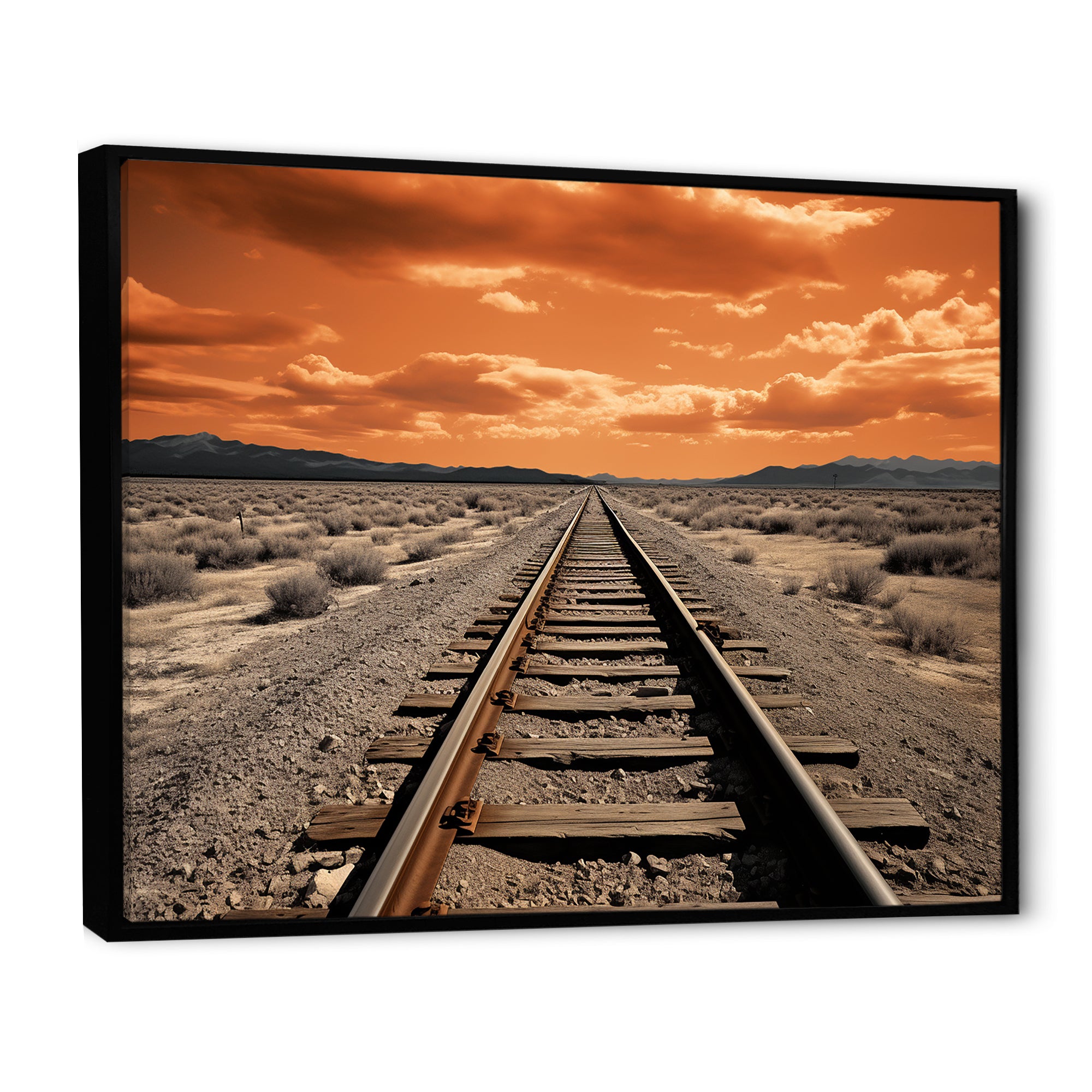 Train Tracks Minimalism Scenery - Train Canvas Wall Art