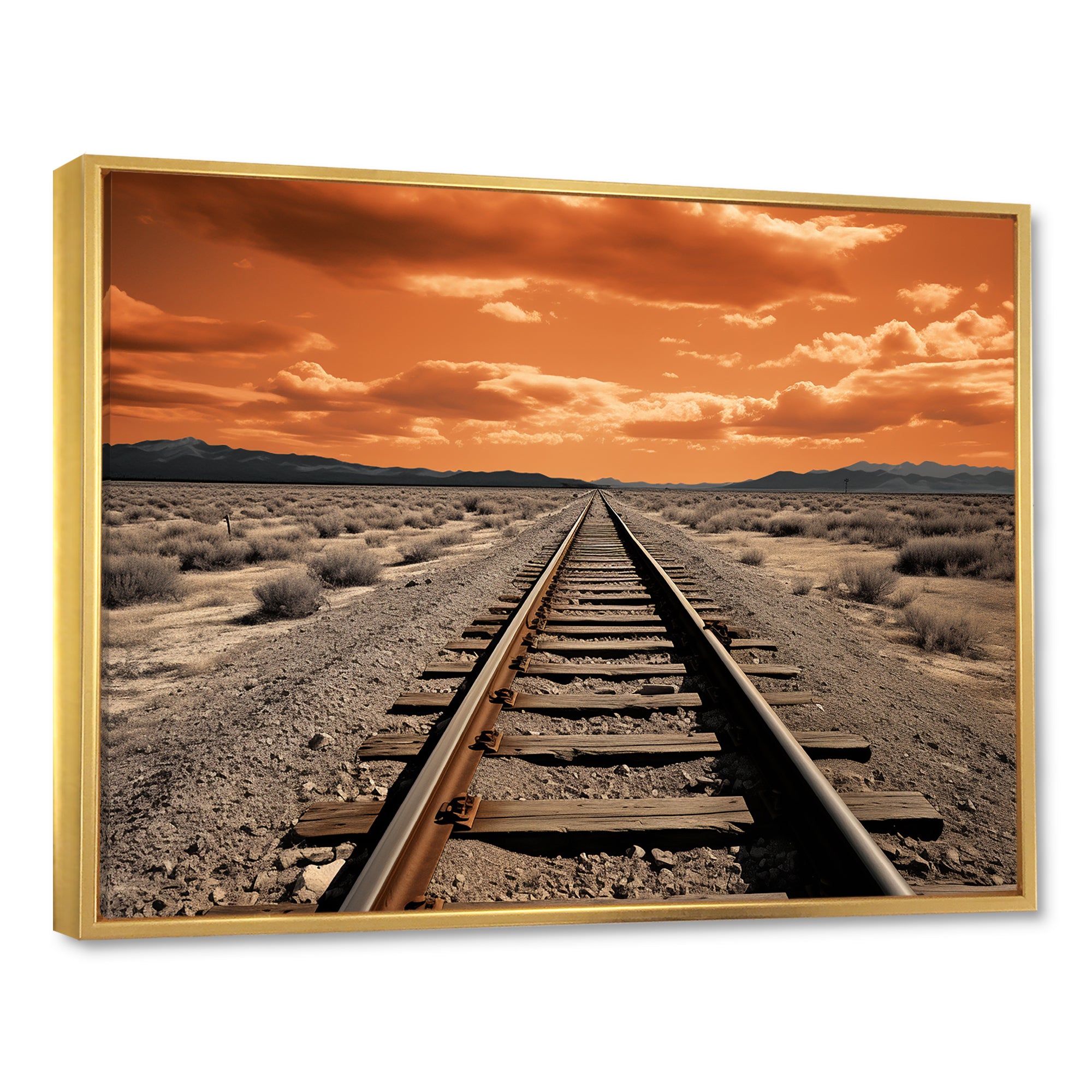 Train Tracks Minimalism Scenery - Train Canvas Wall Art