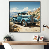 Blue Vintage Pickup In Nevada - Pickup Truck Canvas Wall Art