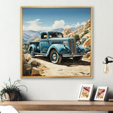 Blue Vintage Pickup In Nevada - Pickup Truck Canvas Wall Art