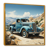 Blue Vintage Pickup In Nevada - Pickup Truck Canvas Wall Art