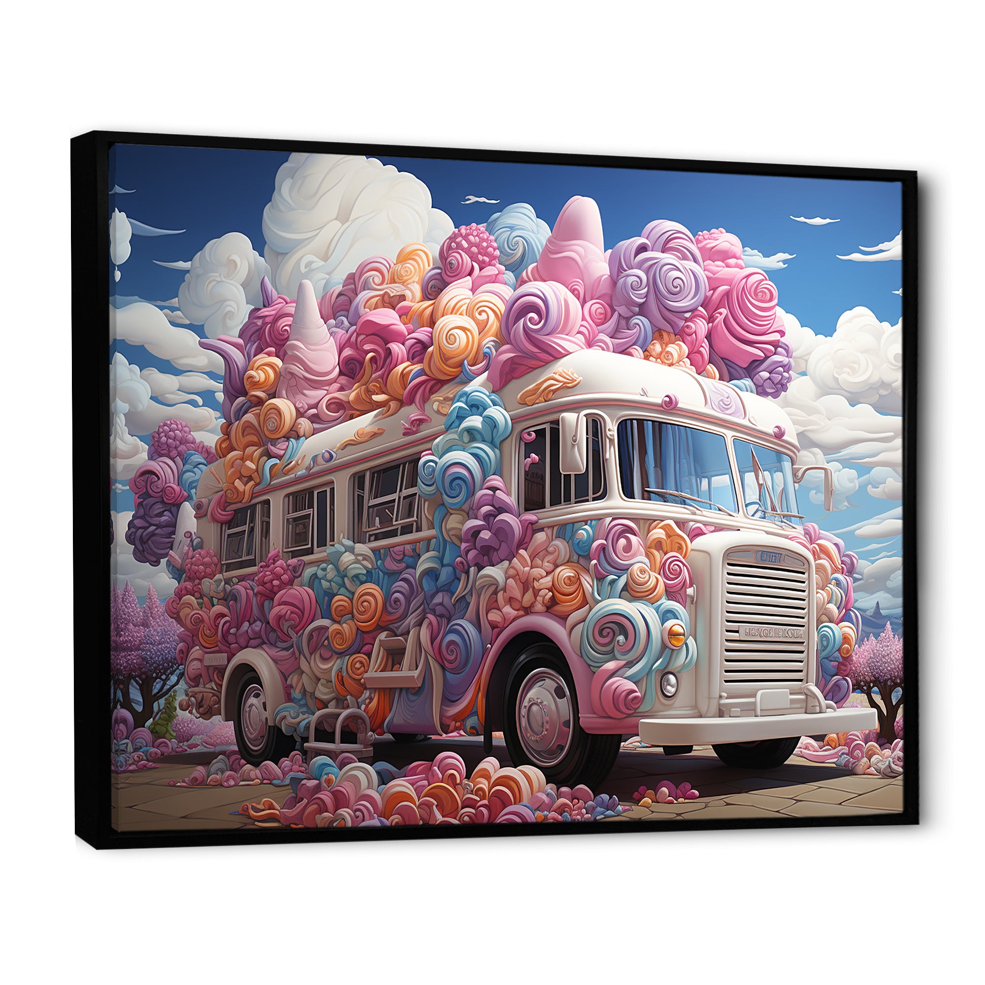 Pastel Ice Cream Van 70s - Car Van Canvas Wall Art