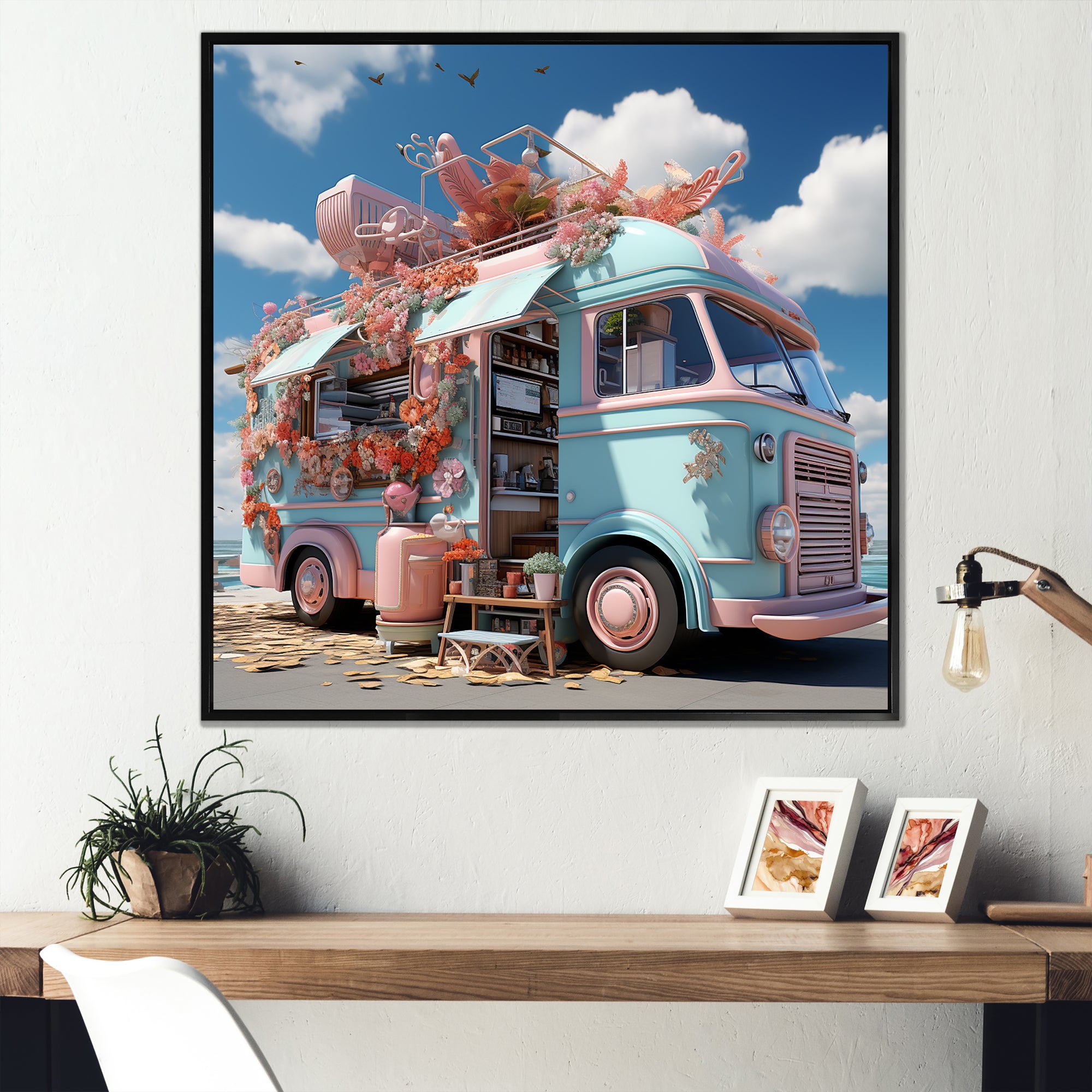 Pastel Ice Cream Truck I - Car Van Canvas Wall Art