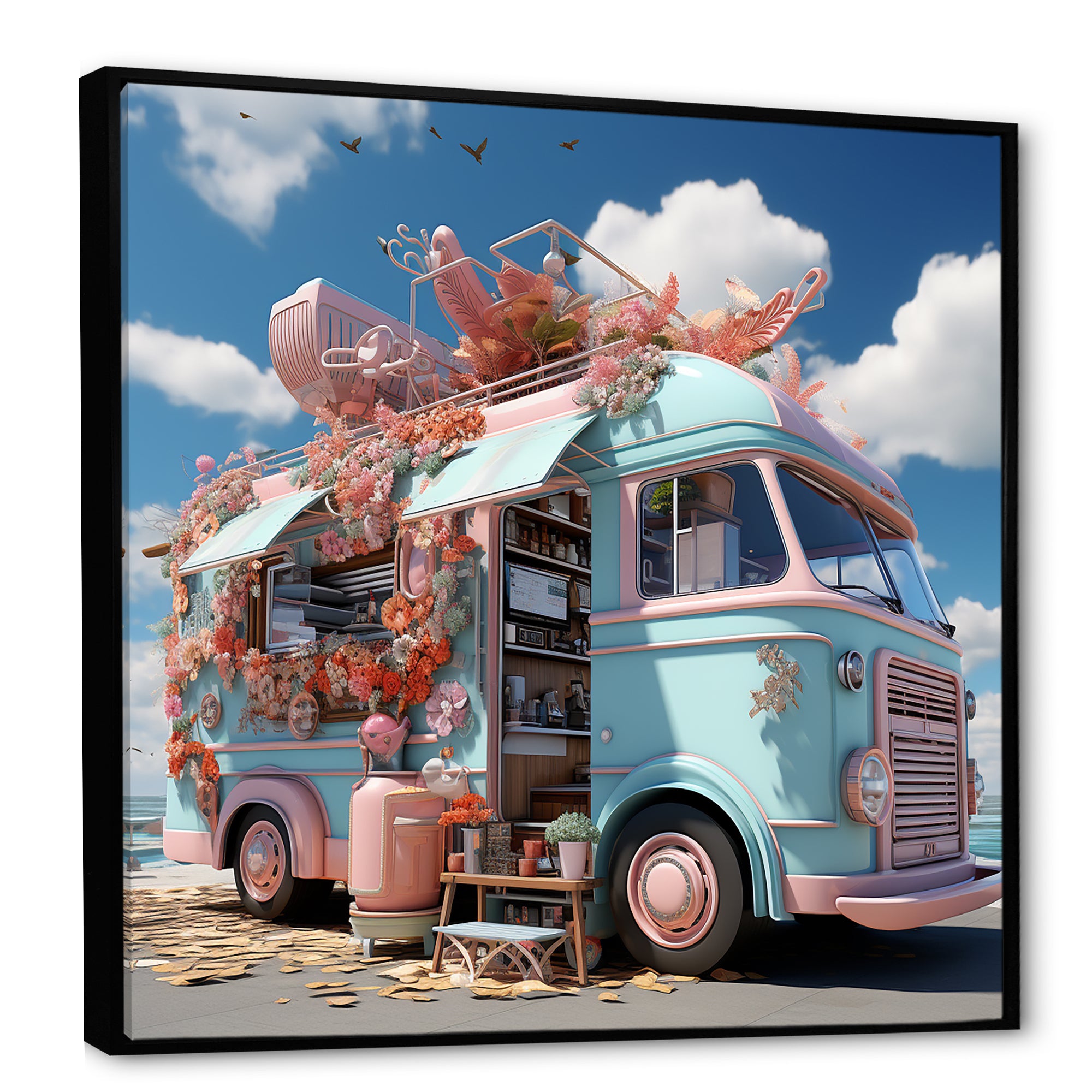 Pastel Ice Cream Truck I - Car Van Canvas Wall Art