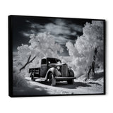Black And White Truck Charm In Winter photo - Pickup Truck Canvas Wall Art
