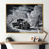 Black And White Truck Charm In Winter photo - Pickup Truck Canvas Wall Art