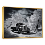 Black And White Truck Charm In Winter photo - Pickup Truck Canvas Wall Art