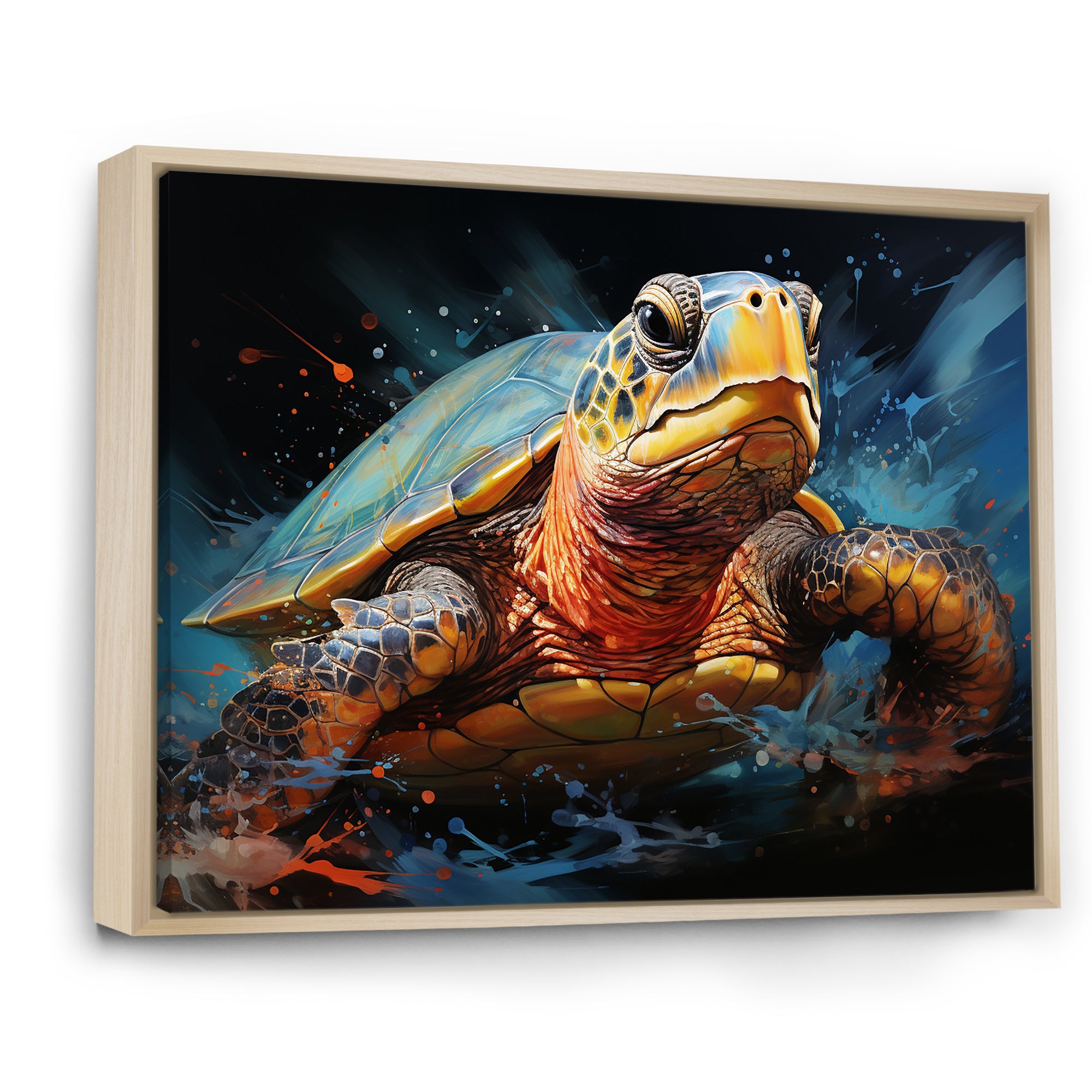 Abstract Representation Of A Turtles Aquatic Jour - Turtle Canvas Wall Art
