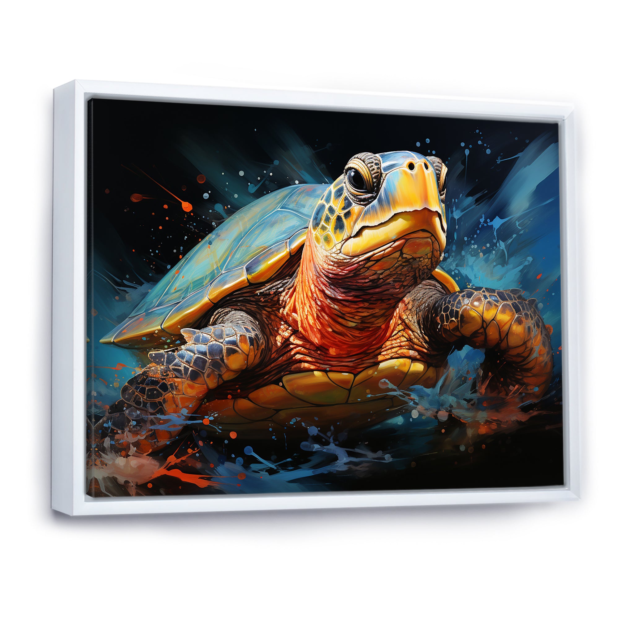 Abstract Representation Of A Turtles Aquatic Jour - Turtle Canvas Wall Art