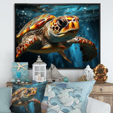 Abstract Representation Of A Turtles Swim - Blue Turtle Wall Art
