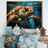 Abstract Representation Of A Turtles Swim - Blue Turtle Wall Art