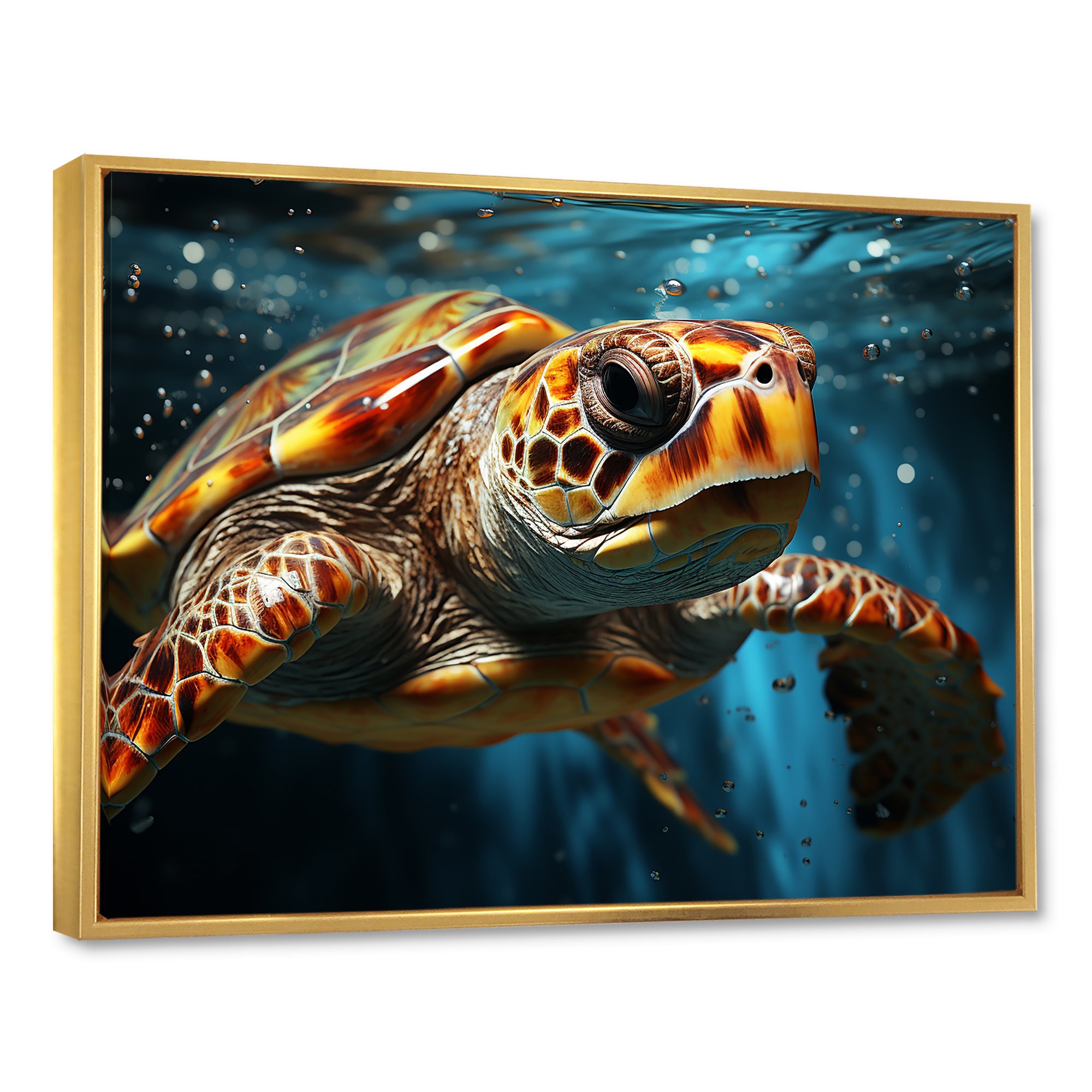 Abstract Representation Of A Turtles Swim - Blue Turtle Wall Art