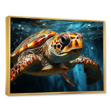 Abstract Representation Of A Turtles Swim - Blue Turtle Wall Art