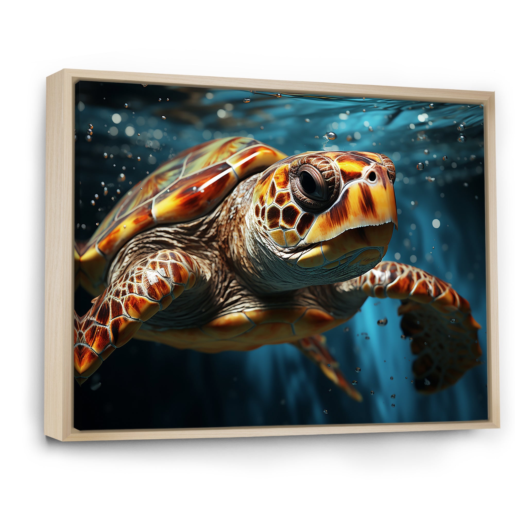 Abstract Representation Of A Turtles Swim - Blue Turtle Wall Art