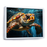 Abstract Representation Of A Turtles Swim - Blue Turtle Wall Art
