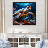 Abstract Serenity - Turtle Framed Canvas Art