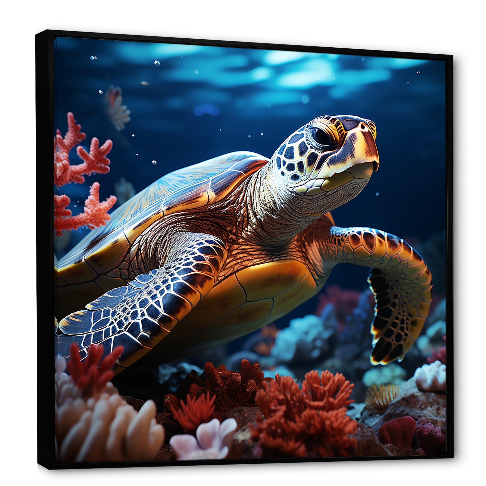 Abstract Serenity - Turtle Framed Canvas Art