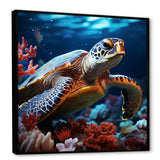 Abstract Serenity - Turtle Framed Canvas Art