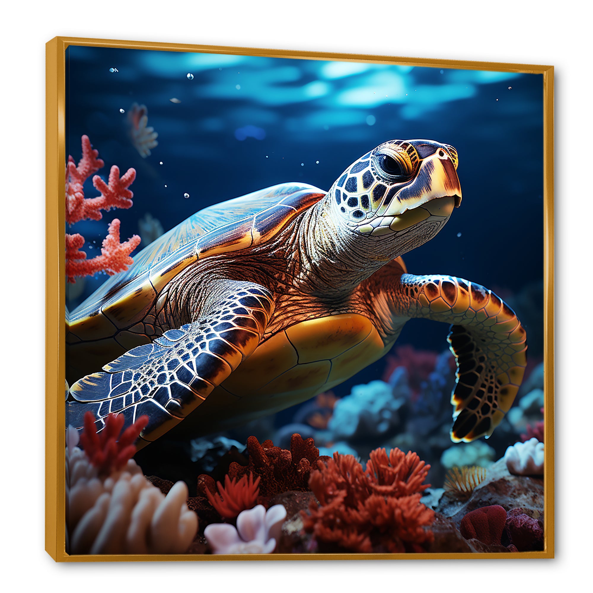 Abstract Serenity - Turtle Framed Canvas Art
