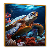 Abstract Serenity - Turtle Framed Canvas Art