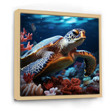 Abstract Serenity - Turtle Framed Canvas Art