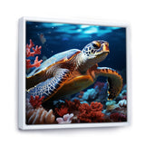 Abstract Serenity - Turtle Framed Canvas Art