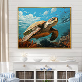 Classic Art Depiction Of A Turtles Coastal Life - Turtle Wall Decor