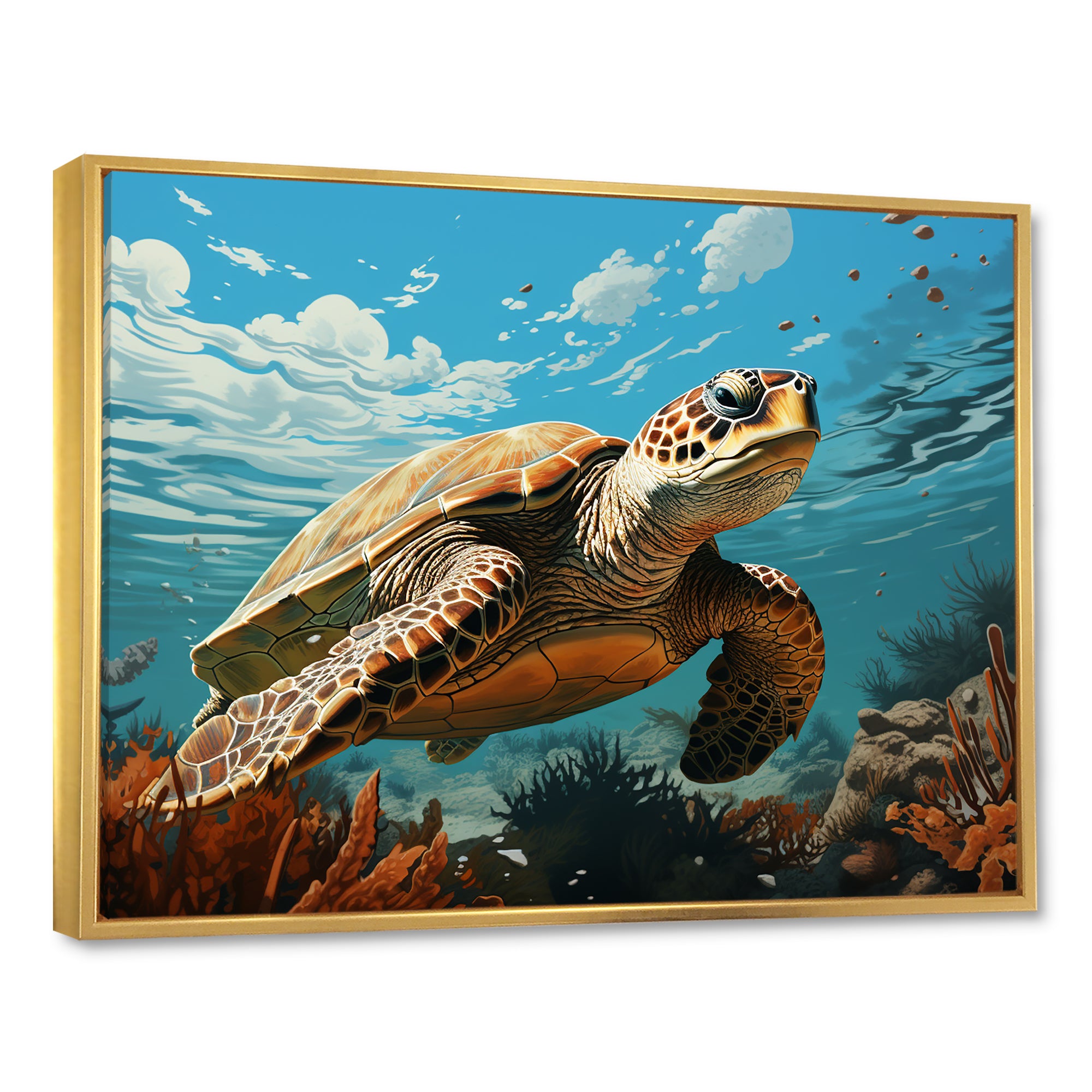 Classic Art Depiction Of A Turtles Coastal Life - Turtle Wall Decor