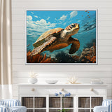 Classic Art Depiction Of A Turtles Coastal Life - Turtle Wall Decor