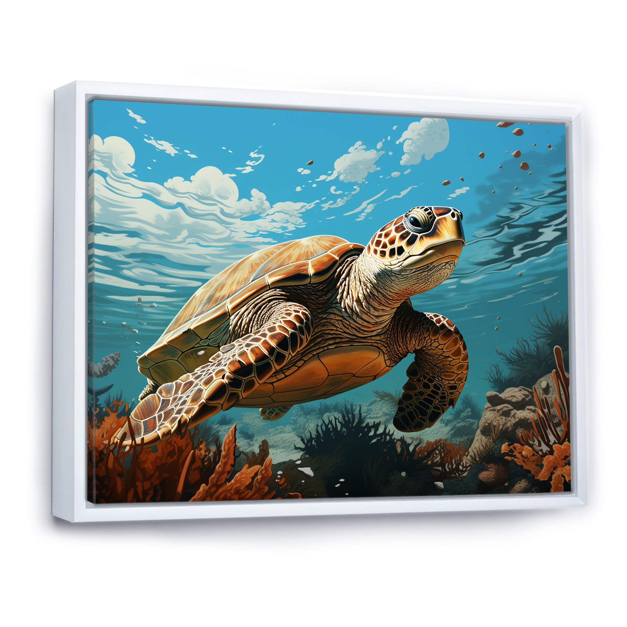Classic Art Depiction Of A Turtles Coastal Life - Turtle Wall Decor