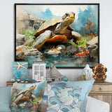 Contemporary Marine Life - Beige Turtle Wall Art