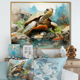 Contemporary Marine Life - Beige Turtle Wall Art