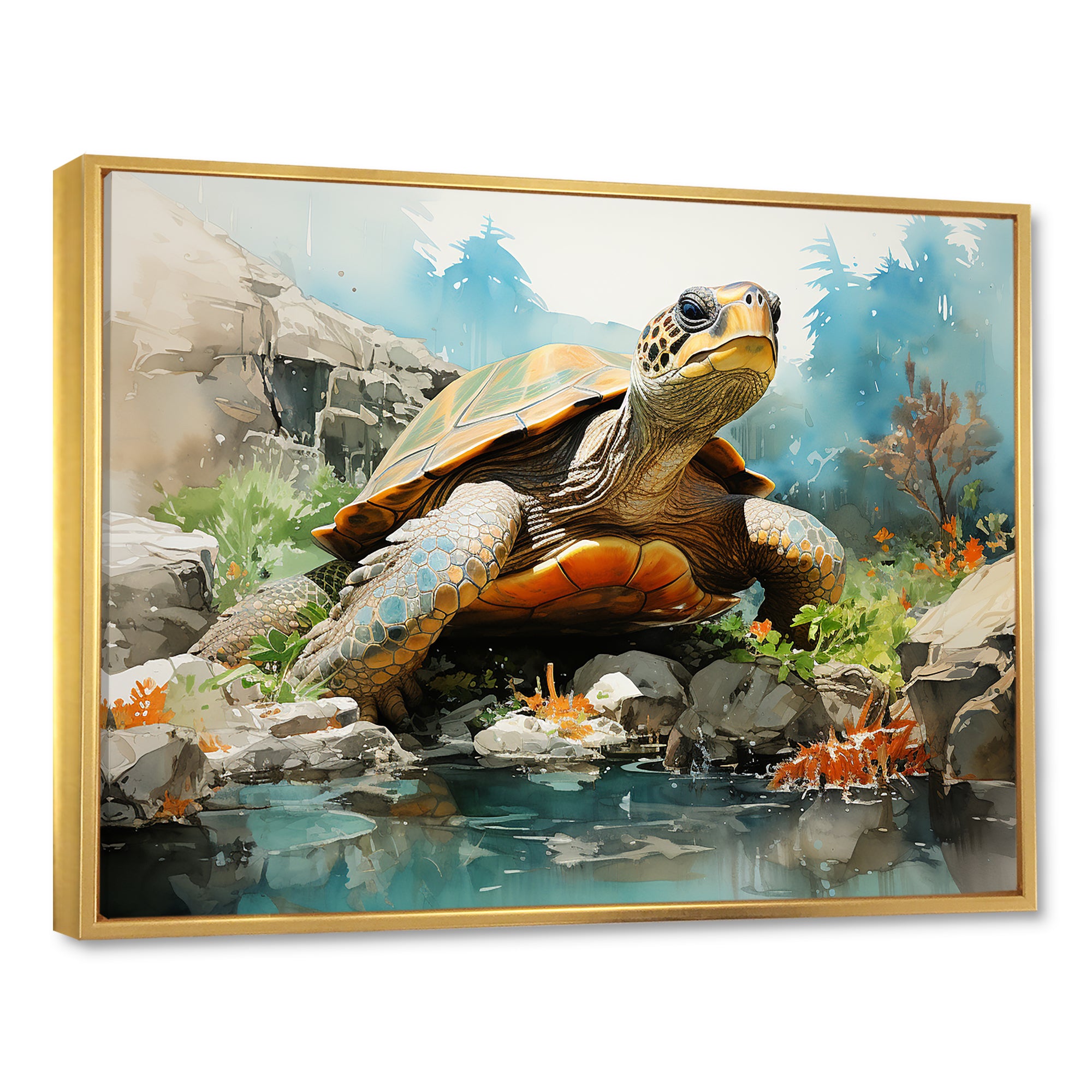 Contemporary Marine Life - Beige Turtle Wall Art