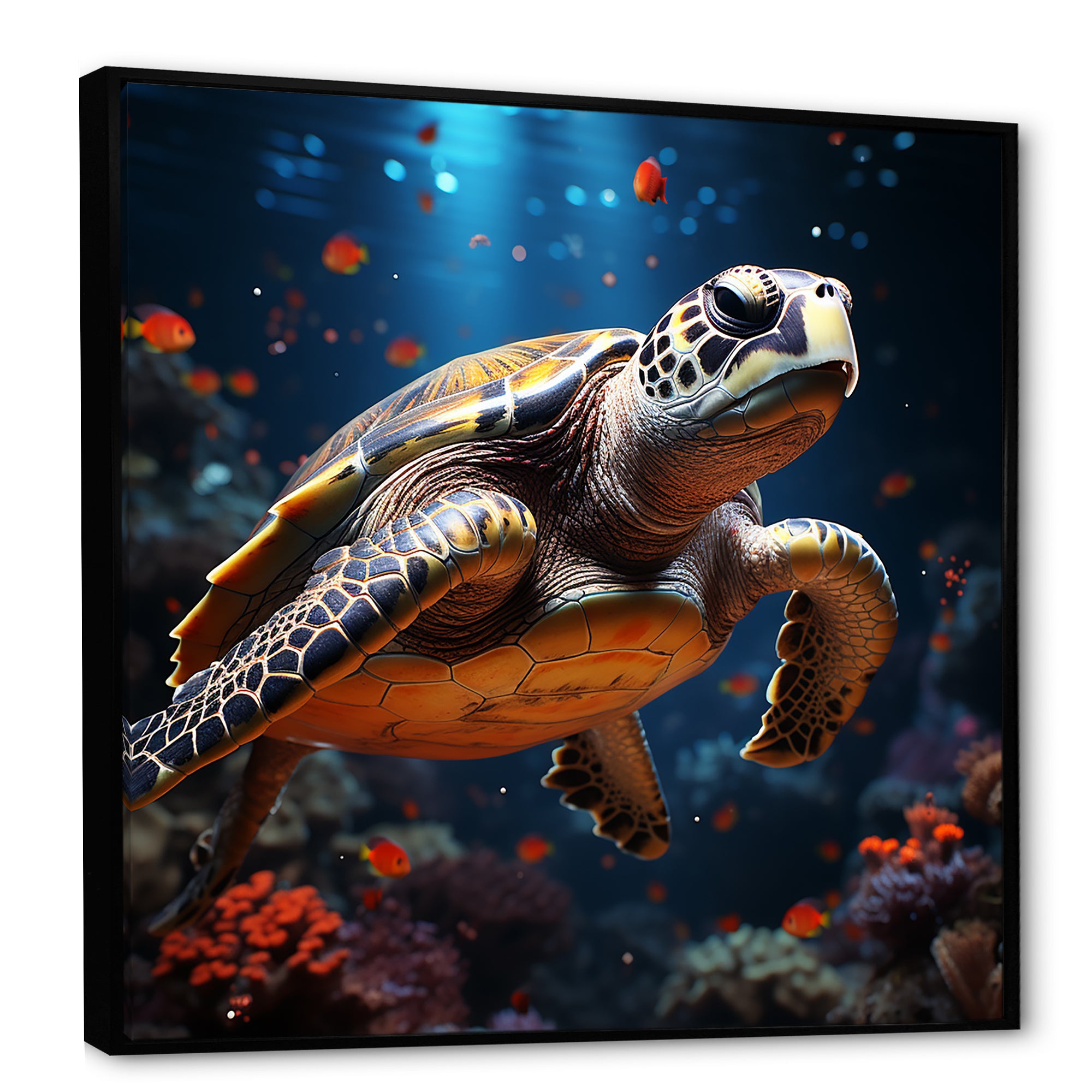 Cosmic Art Style Featuring A Turtle On A Cosmic - Turtle Large Canvas Wall Art