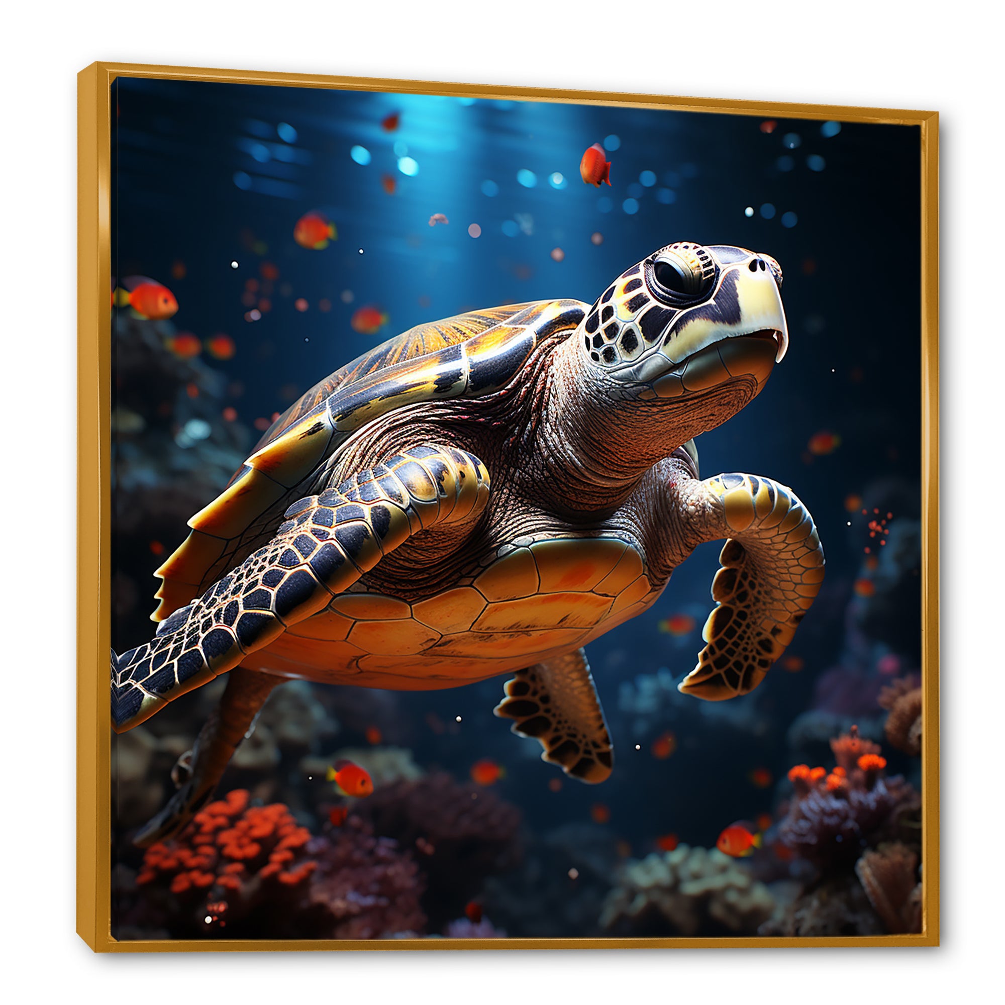 Cosmic Art Style Featuring A Turtle On A Cosmic - Turtle Large Canvas Wall Art