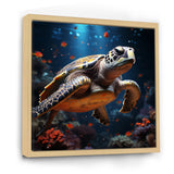 Cosmic Art Style Featuring A Turtle On A Cosmic - Turtle Large Canvas Wall Art