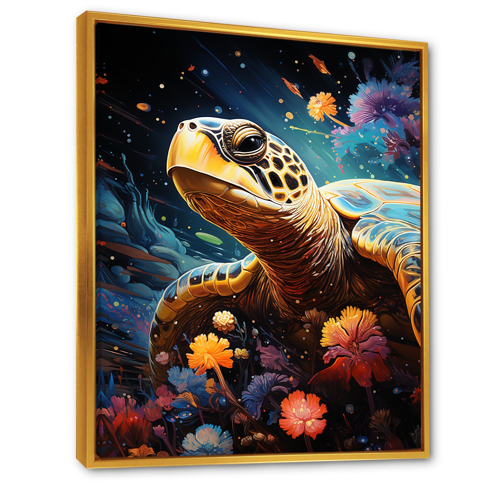 Cosmic Marine Journey - Turtle Living Room Wall Art