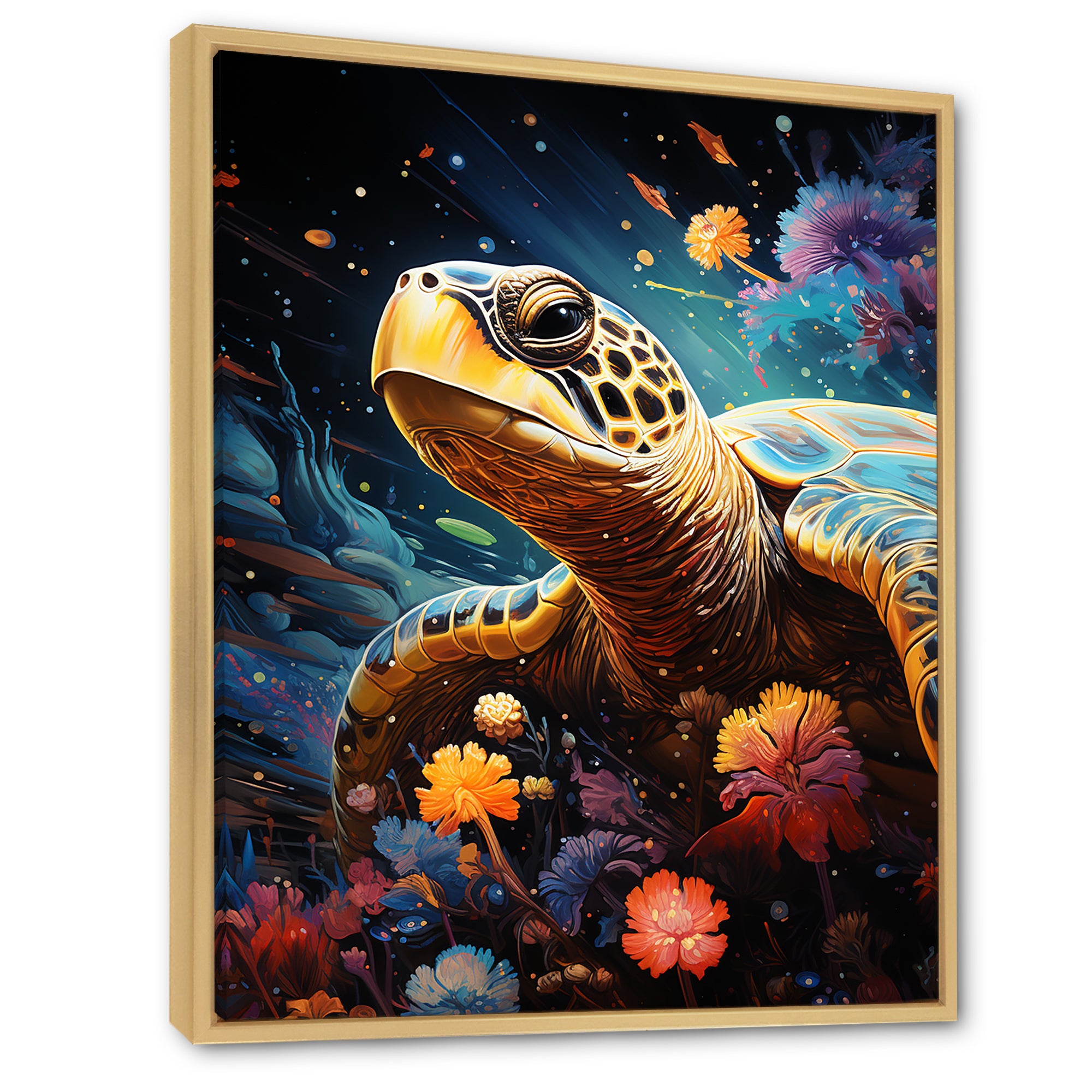 Cosmic Marine Journey - Turtle Living Room Wall Art