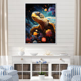 Cosmic Marine Journey - Turtle Living Room Wall Art