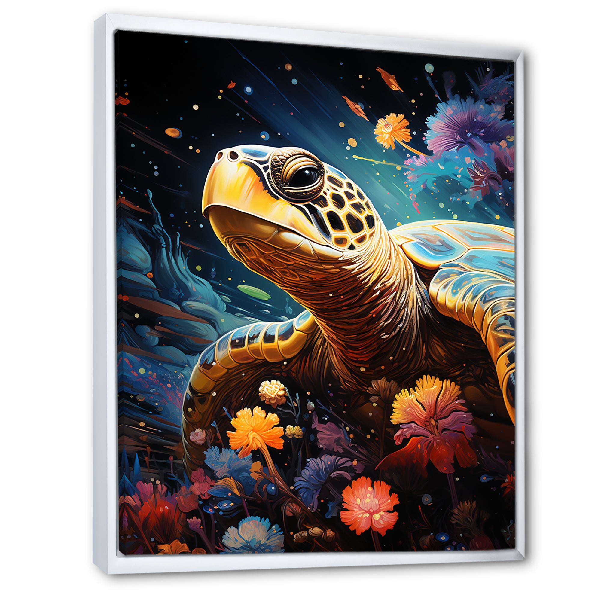 Cosmic Marine Journey - Turtle Living Room Wall Art